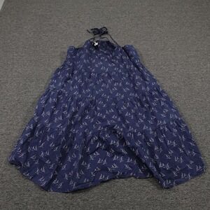 Vineyard Vines Dress Womens XL Navy Sailboat Print Tiered Smocked Tie Strap